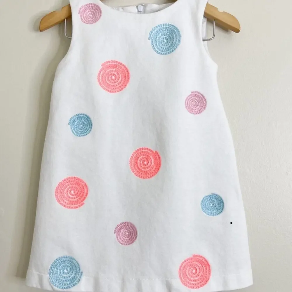 Hartstrings White dress with colored spirals 4T